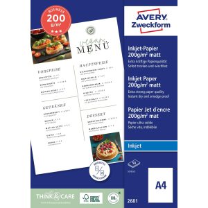 Avery Zweckform Fotopapier A4, weiss matt, 50 Blatt