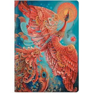 Paperblanks Notizheft Glücksvögel A6, liniert, Blau / Rot
