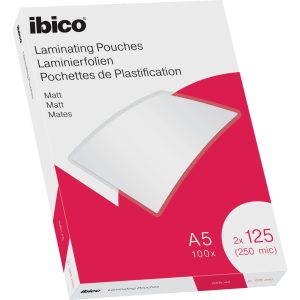 Ibico Laminierfolie A5, 125 µm, 100 Stück, Wasserabweisend; Matt