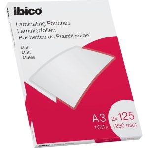 Ibico Laminierfolie A3, 125 µm, 100 Stück, Wasserabweisend; Matt