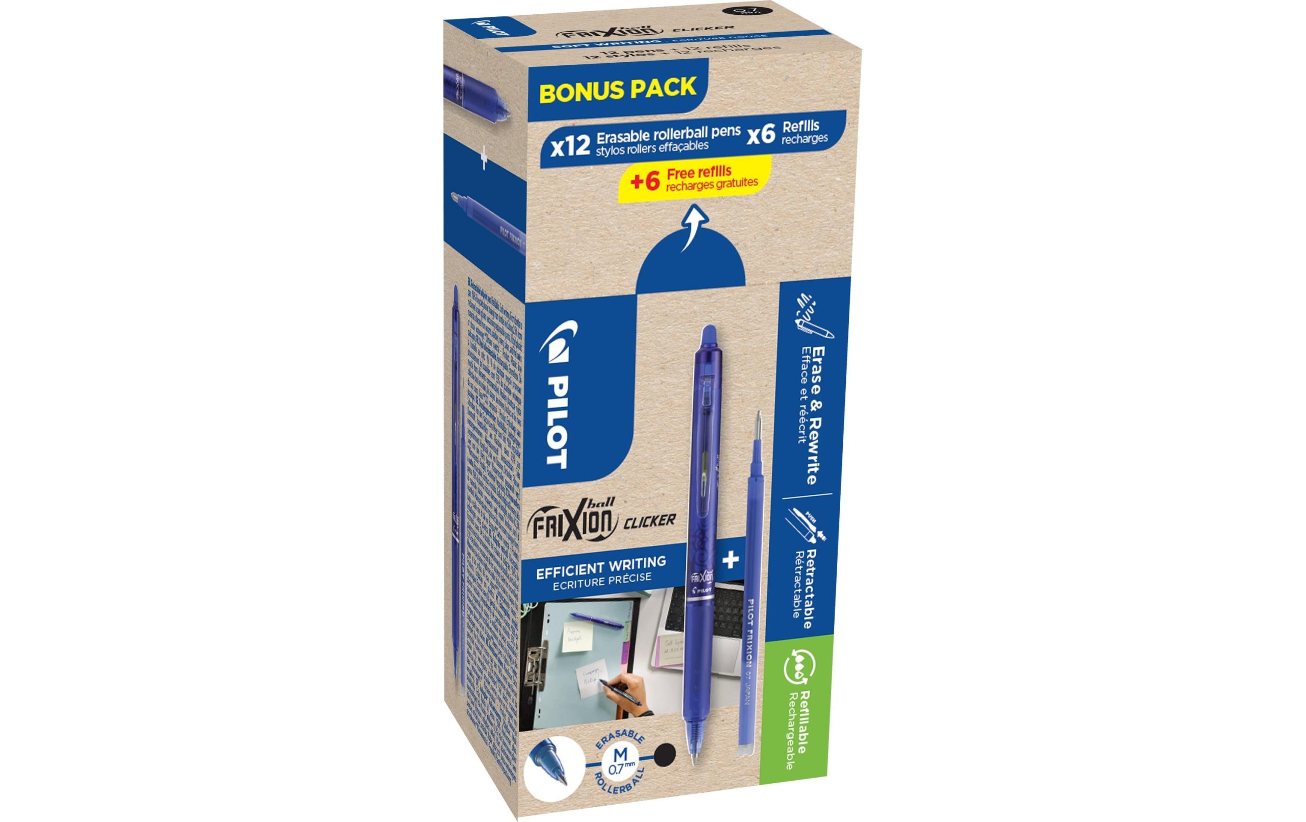 Pilot Rollerball FriXion Clicker 0.7 mm, Schwarz