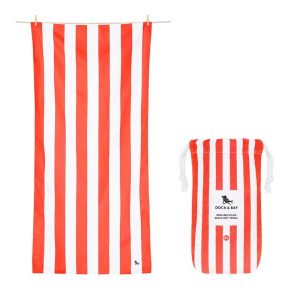 Dock & Bay Strandtuch Cabana 200 cm x 90 cm, Weiss, Rot