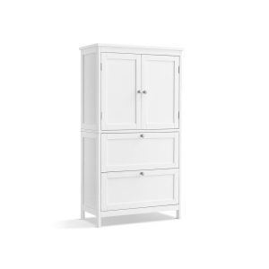VASAGLE Vitrine Landhausstil 60 x 110 cm, Weiss