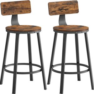 VASAGLE Barhocker aus Holzpanplatte, 2er Set 49.5 x 63 cm, Braun