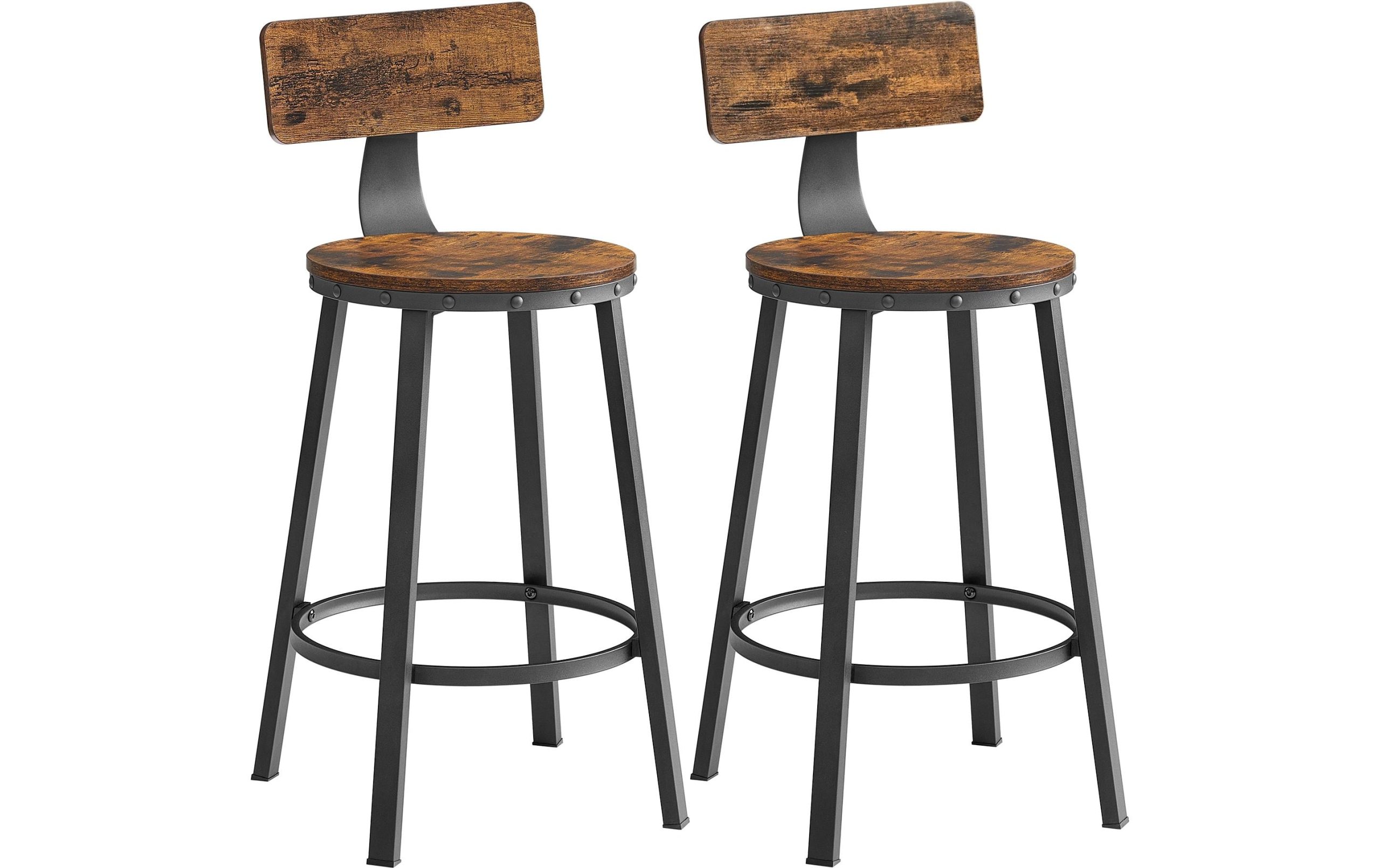 VASAGLE Barhocker aus Holzpanplatte, 2er Set 49.5 x 63 cm, Braun
