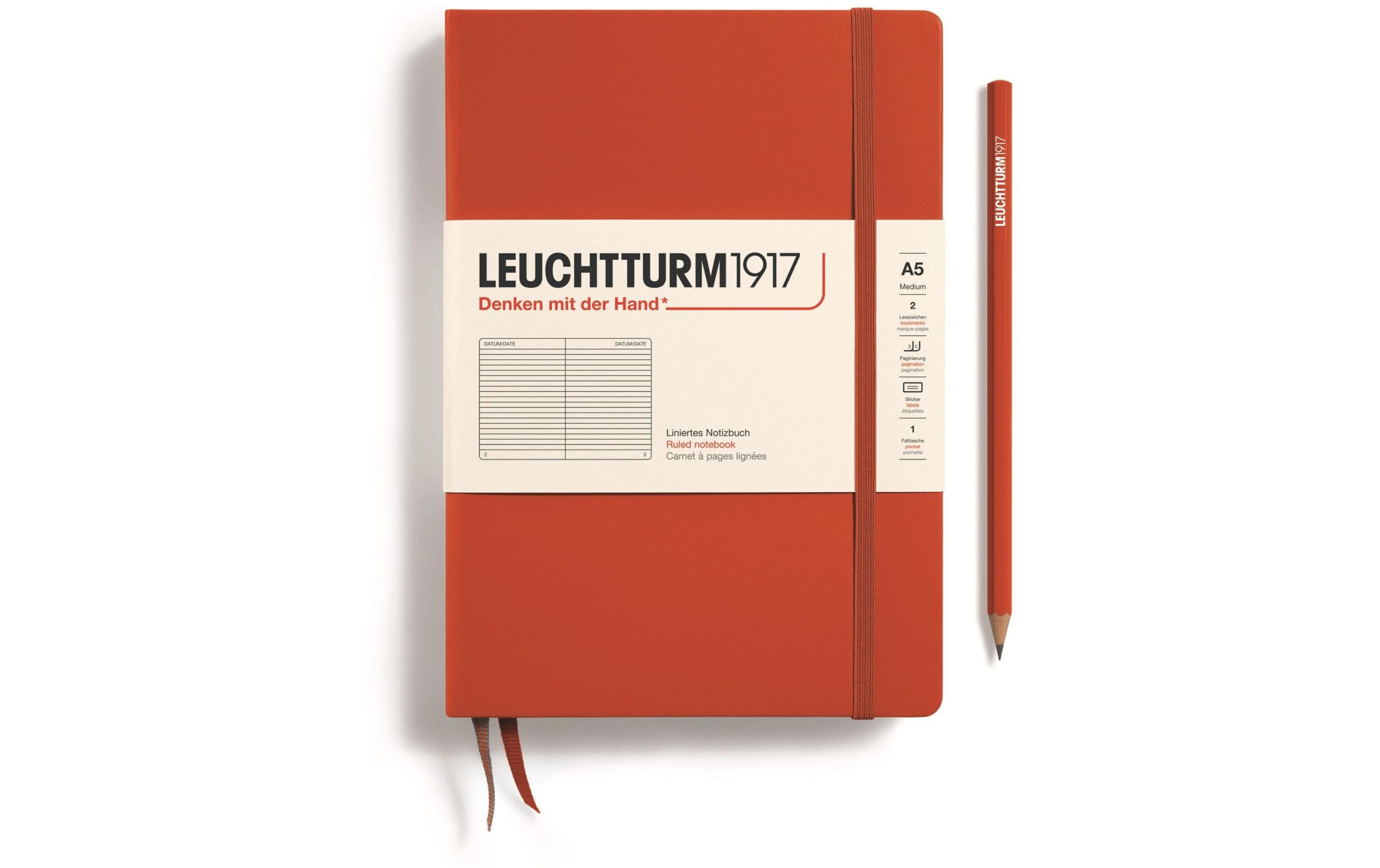 Leuchtturm Notizbuch Medium A5, Liniert, Rot