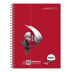 Ursusgreen Notizbuch Red Note Spiral A4, 80 Blatt, kariert