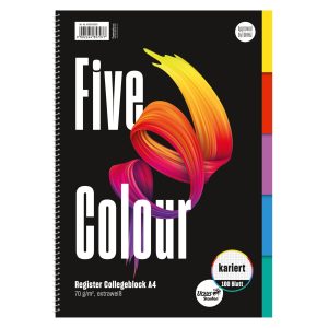 Ursusgreen Notizbuch Five Color Spiral A4, 100 Blatt, kariert
