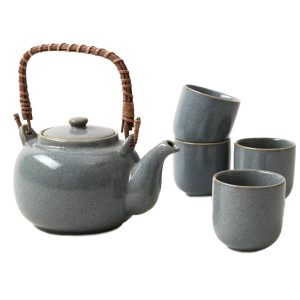Esmée Tee-Set Japandi Krug & 4 Tassen 0.7 l, Blaugrau