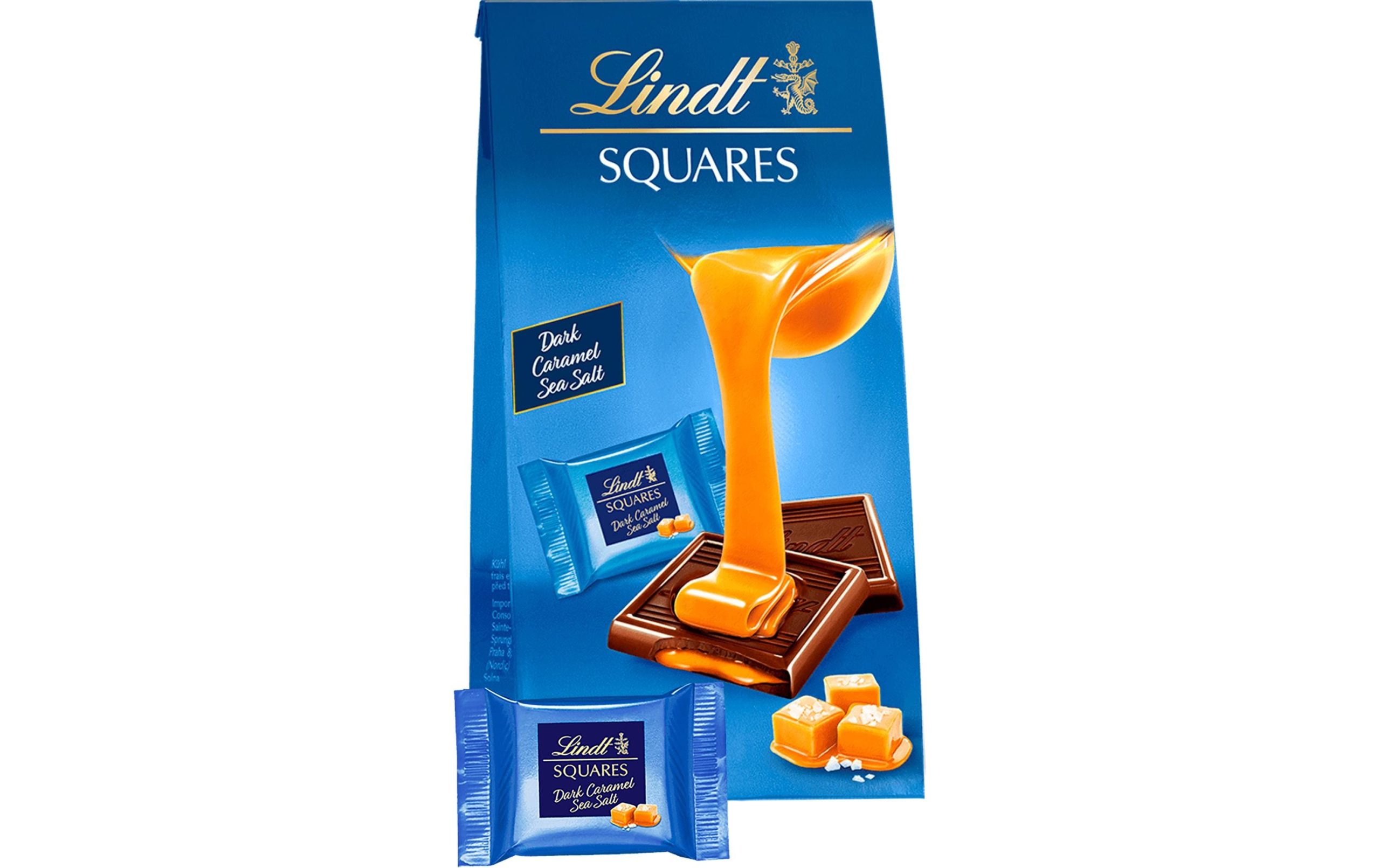 Lindt Schokoladen-Pralinen Squares Dark Caramel Sea Salt 144 g