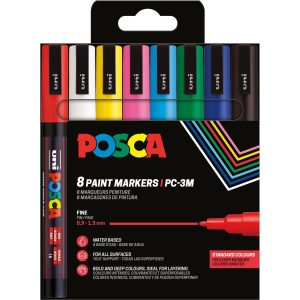 Uni Permanent-Marker POSCA 0.9 – 1.3 mm, 8 Stück