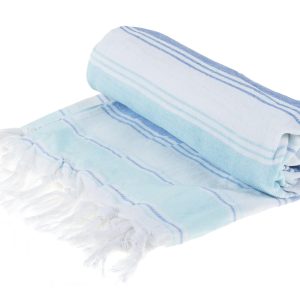 KOOR Strandtuch 90 x 180 cm, Blau/Weiss