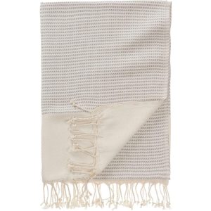 Urbanara Strandtuch Bolu 95 x 180 cm, Hellgrau / Naturweiss