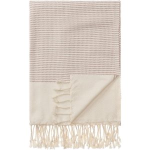 Urbanara Strandtuch Bolu 95 x 180 cm, Rosa / Naturweiss