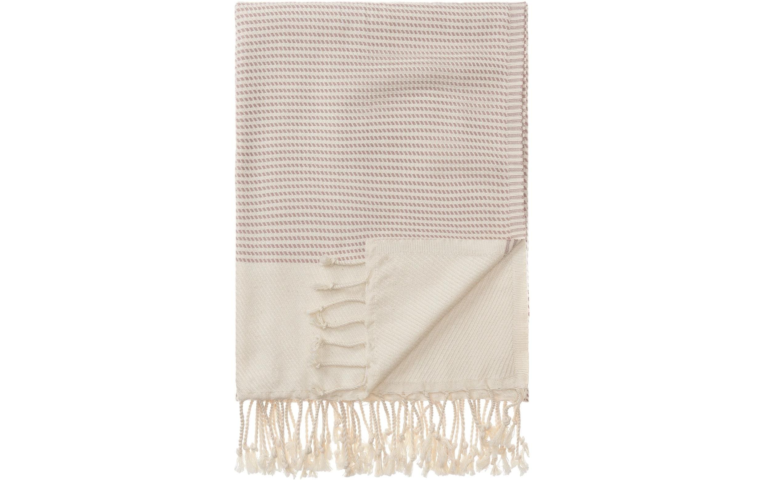 Urbanara Strandtuch Bolu 95 x 180 cm, Rosa / Naturweiss