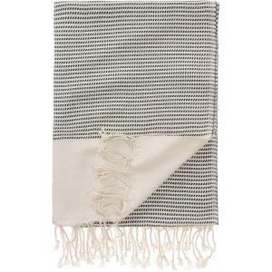 Urbanara Strandtuch Bolu 95 x 180 cm, Schwarz / Naturweiss