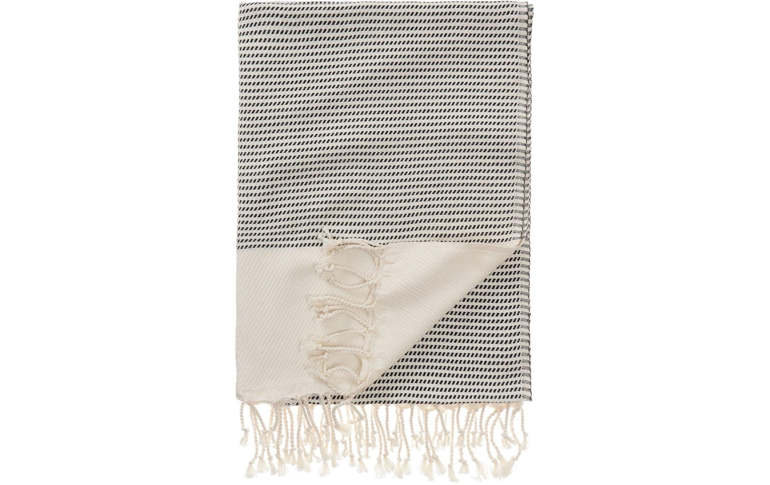 Urbanara Strandtuch Bolu 95 x 180 cm, Schwarz / Naturweiss