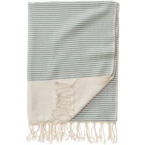 Urbanara Strandtuch Bolu 95 x 180 cm, Grüngrau / Naturweiss
