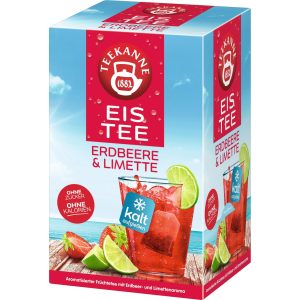 Teekanne Teebeutel Eistee Erdbeer-Limette, 18 Stück