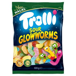 Trolli Gummibonbons Halal Sour Glowworms 100 g