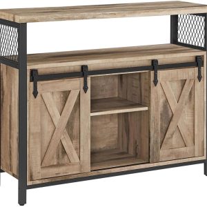 VASAGLE Kommode 100 x 80 cm, Braun/Schwarz
