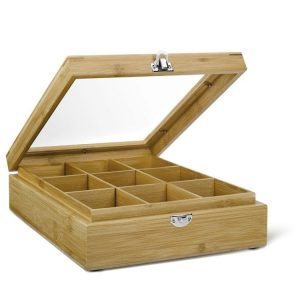 Bredemeijer Teebeutel-Box mit Fenster 9 Fächer, Braun
