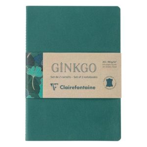 Clairefontaine Notizheft Ginkgo assortiert, A5, Liniert, Grün