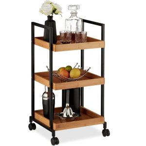 relaxdays Servierwagen mit 3 Etagen 69.5 x 37 x 34 cm