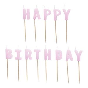 Partydeco Kerze Happy Birthday, Violett, H 2.5 cm, 13 Stück