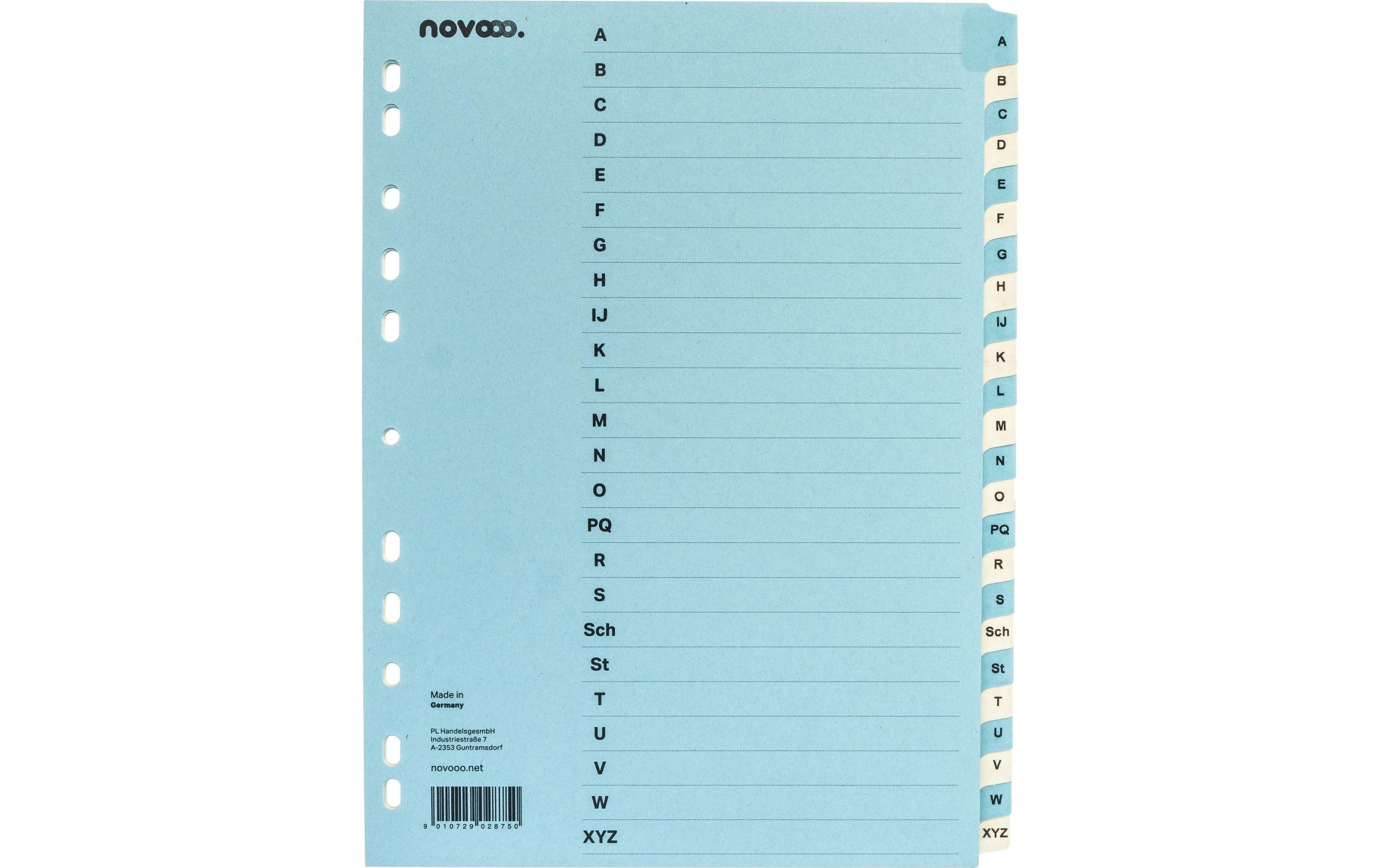 novooo. Register A4, 1 Reihe, A-Z Blau/Beige