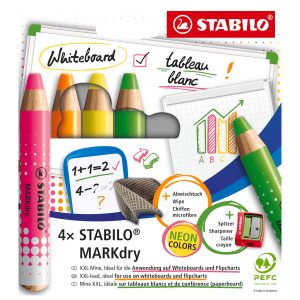 STABILO MARKdry NEON Whiteboardmarker 4er Etui