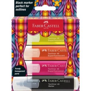 Faber-Castell Textmarker Glassy 4er Etuis farbig, assortiert