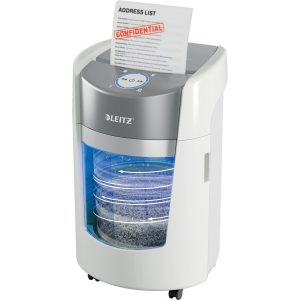 Leitz Bürogeräte Aktenvernichter IQ OptiMax Small Office 350 P-5, 22 l, Weiss