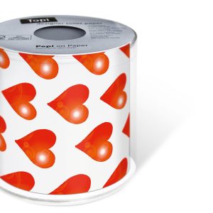 Paper + Design Toilettenpapier Hearts  Rollen, 3-lagig, Rot/Weiss