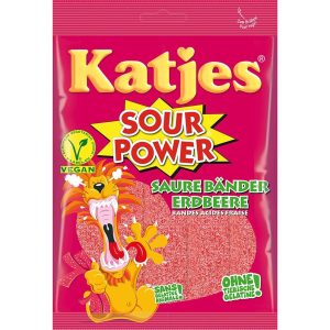 Katjes Gummibonbons Sour Power Bänder Erdbeere 200 g