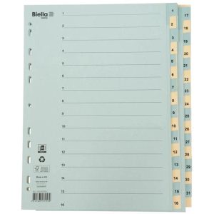 Biella Register A4 1 – 31 Karton