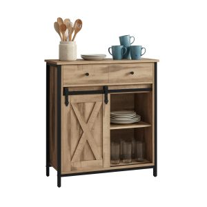 relaxdays Sideboard 80 x 70 x 30 cm Hellbraun/Schwarz