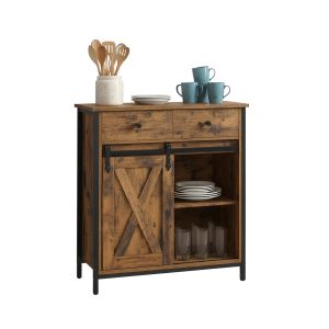 relaxdays Sideboard 80 x 70 x 30 cm Braun/Schwarz