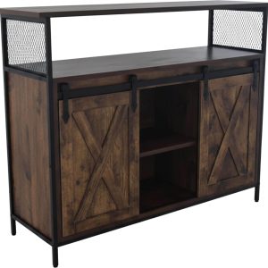 relaxdays Sideboard 80 x 100 x 33 cm Braun/Schwarz