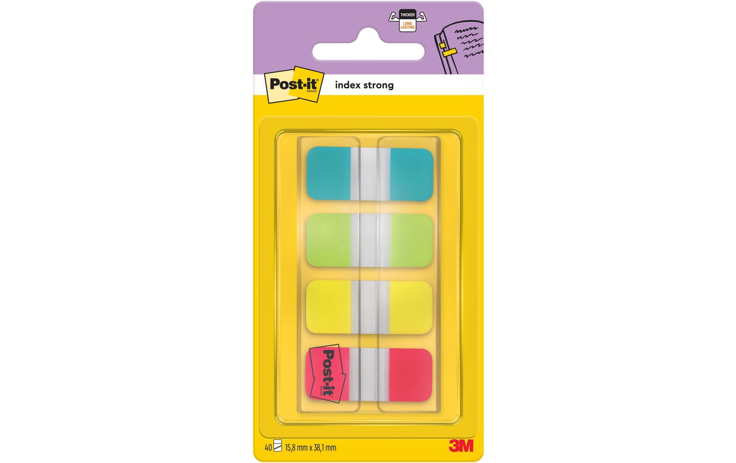 Post-it Page Marker Post-it Index Strong 4 x 10 Stück, 16 x 38 mm