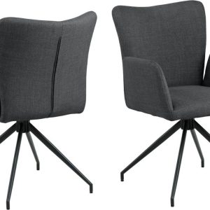 AC Design Stuhl Laura Dunkelgrau/Schwarz, 2 Stück