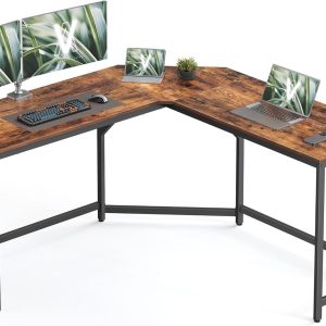 VASAGLE Tisch L-förmig Vintagebraun 140 x 140 cm