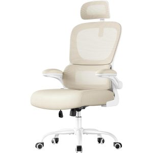 Songmics Bürostuhl mit Armlehnen Beige