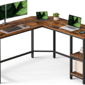 VASAGLE Tisch in L-Form 138 x 138 cm Braun