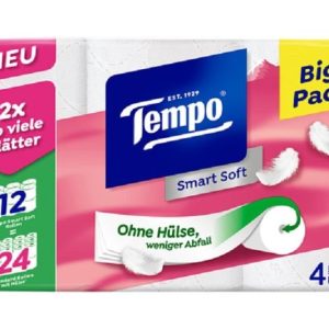 Tempo Toilettenpapier Smart Soft 12 Rollen, 4-lagig, Weiss