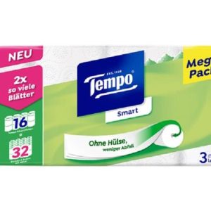 Tempo Toilettenpapier Smart 16 Rollen, 3-lagig, Weiss