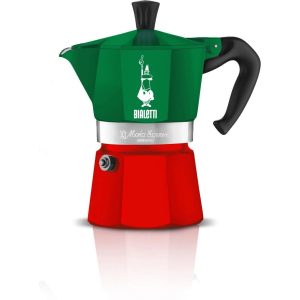 Bialetti Espressokocher Moka Express Italia 3 Tassen, Rot/Grün