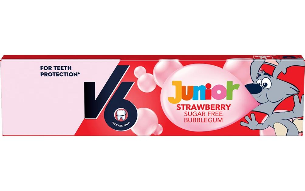 V6 Kaugummi Junior Strawberry 22 g