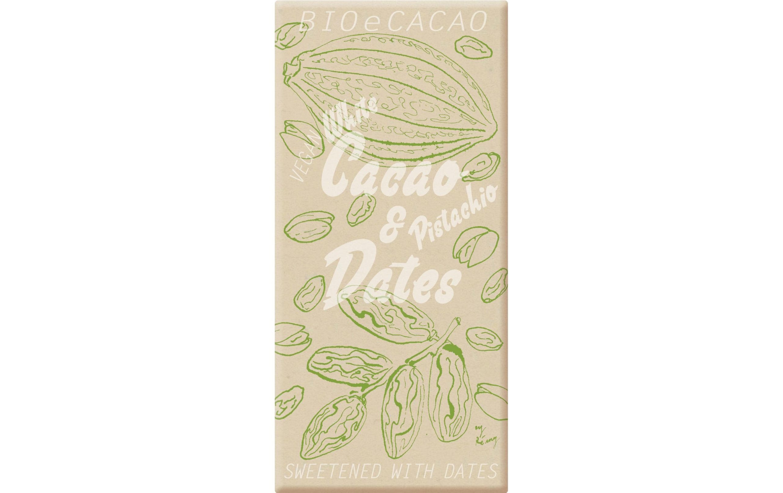 BioeCacao Tafelschokolade Dattelschokolade White Pistachio 90 g