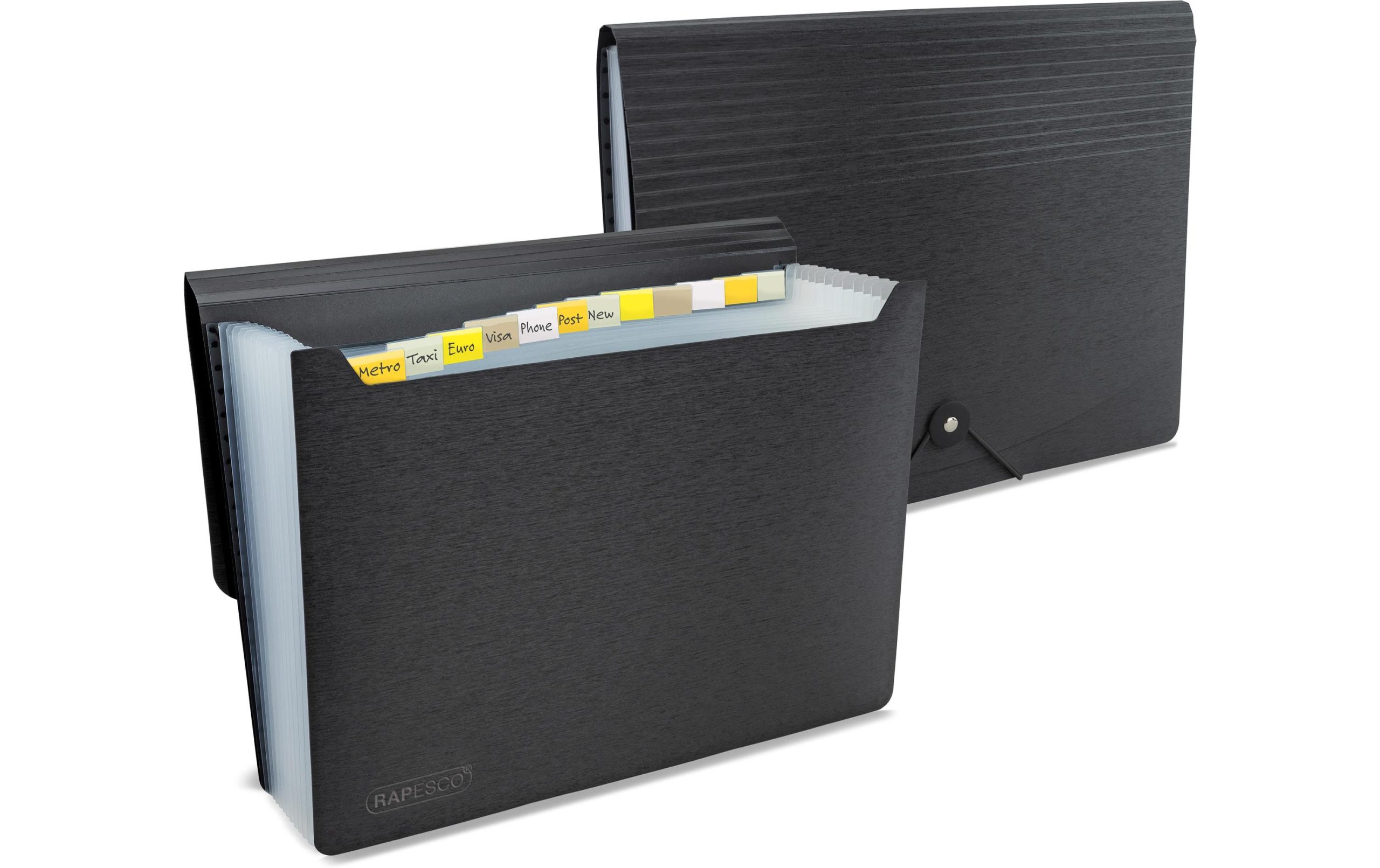 Rapesco Fächermappe Eco GRS A4 Schwarz, Doppelpack, 13-teilig
